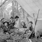 Survey crew under canvas at "Mosquito Villa"